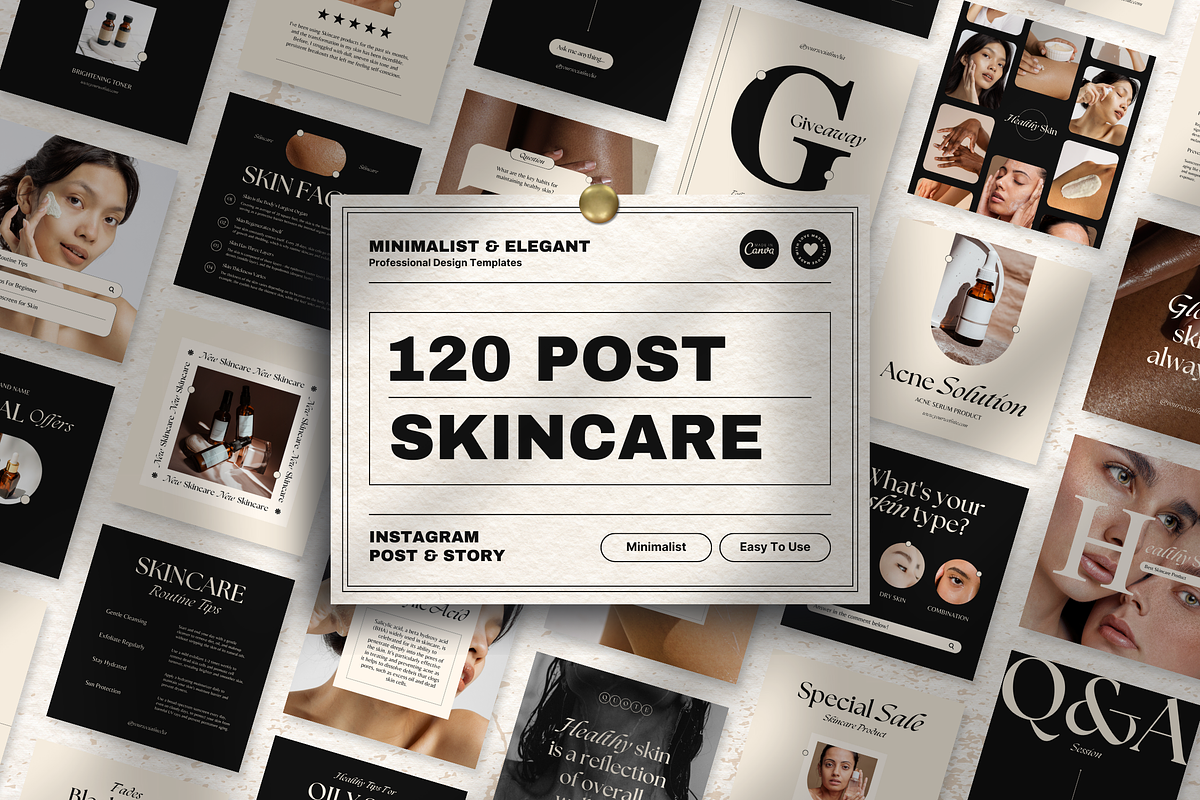 120 Skincare Instagram Template, a Social Media Template by Branding Victory STD (Photo 1 of 10)