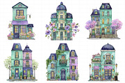 Parisian Spring Houses Watercolor Se, an Illustration by Daily.Designs (Thumbnail 4 of 8)