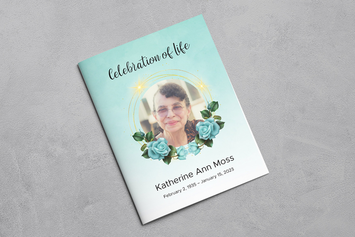 Teal & Gold Funeral Progam Template, a Templates & Theme by Studio Reena (Photo 2 of 8)