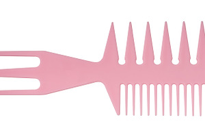 Pink plastic hair styling comb and fork separator with different, a Beauty & Fashion Photo by ndanko