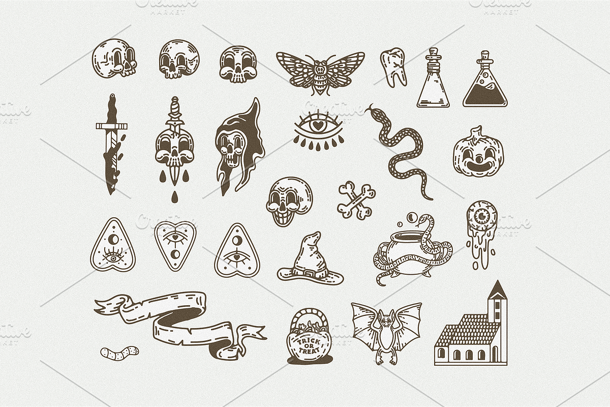 Halloween Vectors + FONT, an Illustration by GRPXSTORE (Photo 2 of 2)
