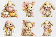 Whimsical Fall Autumn Bunny Clipart, a Seasonal Illustration by Rose Art (Thumbnail 4 of 6)