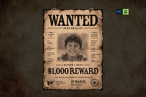 Vintage Wanted Poster Template, a Poster Template by BrandPacks