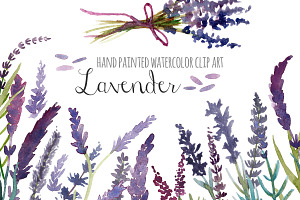 Lavender watercolor clip art
