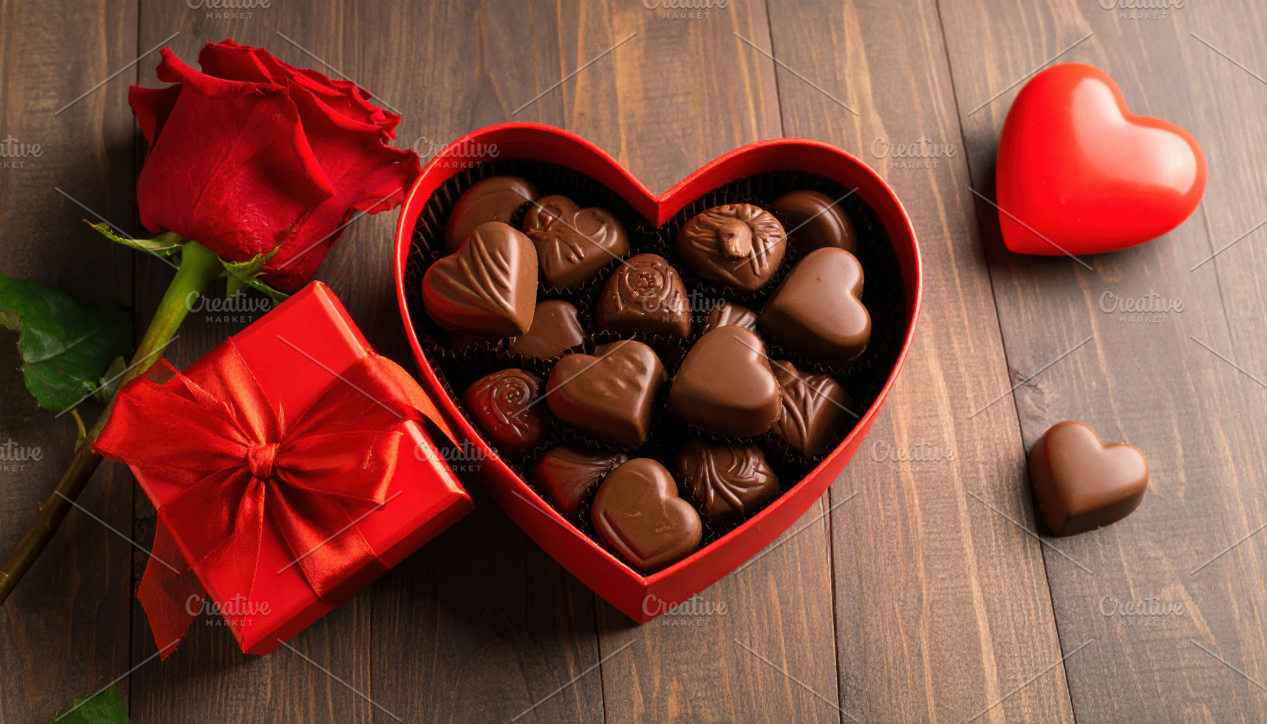 Heart-shaped box filled with assorted chocolates, a Food & Drink Photo by Davizro's Market