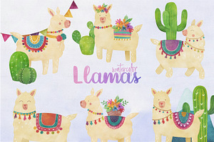 Watercolor Llama Clip Art, an Illustration by Peachycottoncandy