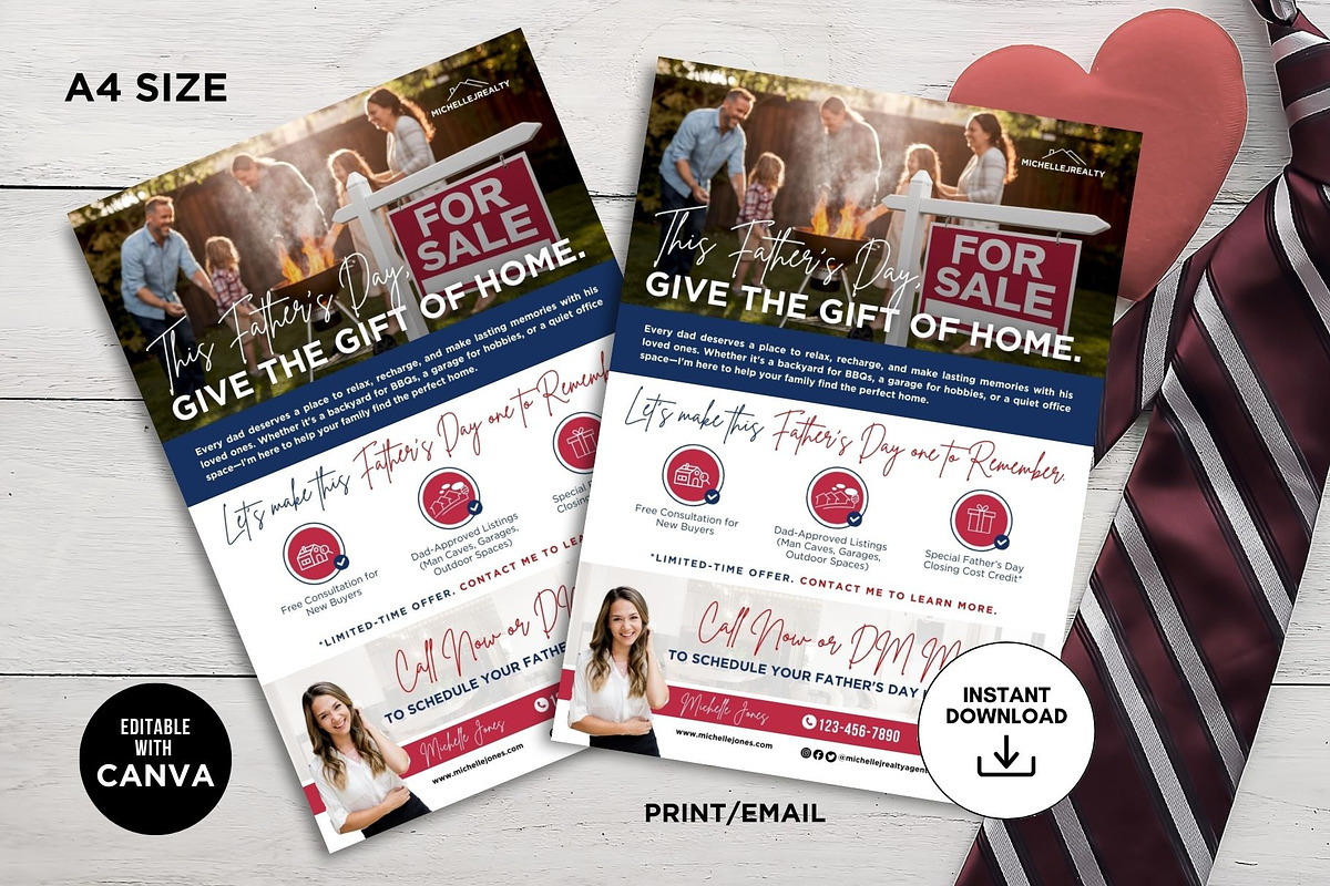2025 Real Estate Father's Day Flyer, a Flyer Template by CreativeVinesStore (Photo 1 of 5)