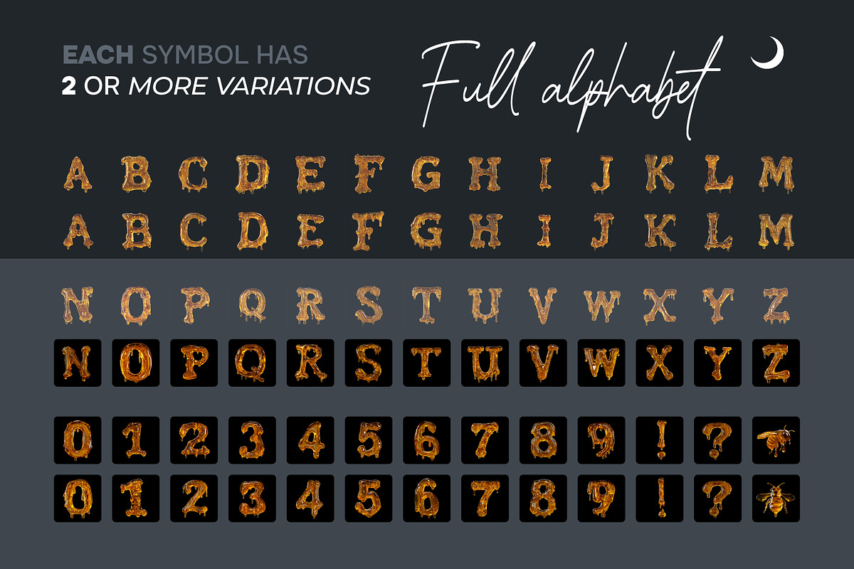 Liquid Honey Letters Overlays, a Symbol Font by PhotoSpirit