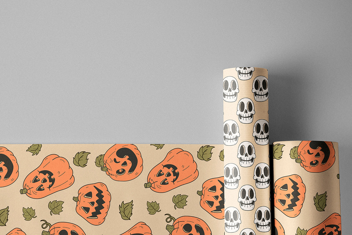 Retro Halloween Patterns & Elements, a Pattern Graphic by Kokoshka (Photo 5 of 9)