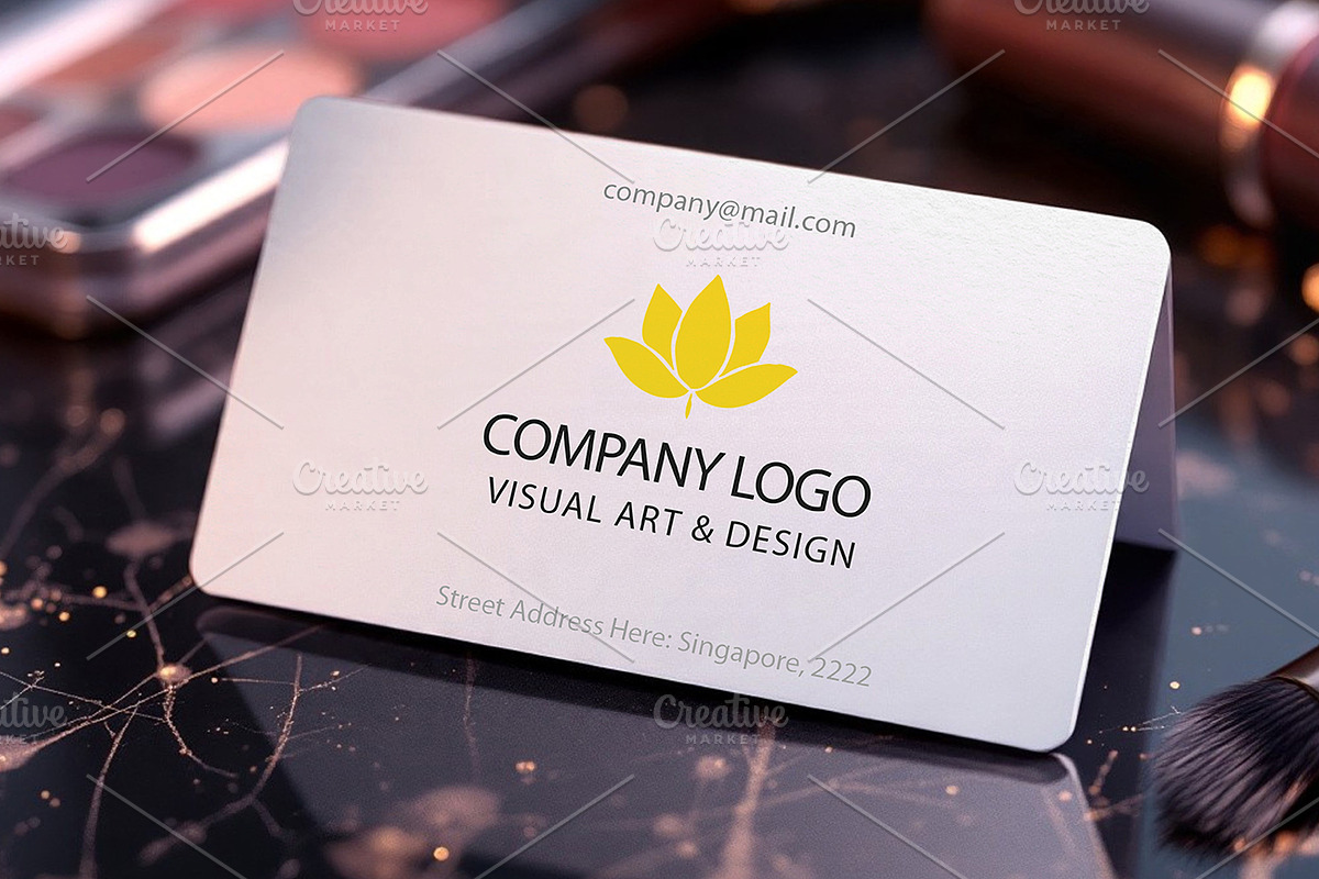 Business Card & Makeup Background, an Advertising Mockup by Mockup Stories (Photo 1 of 2)