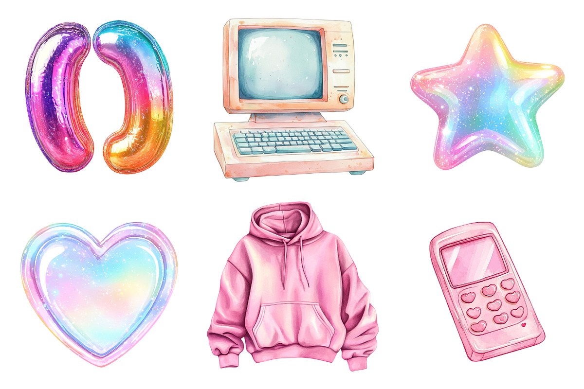Kawaii 2000s Y2K Never Forget, a Seasonal Illustration by CitraGraphics (Photo 3 of 6)