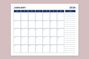2026 landscape Monthly Calendar Kdp, a Stationery Template by Mustafiz (Thumbnail 3 of 4)