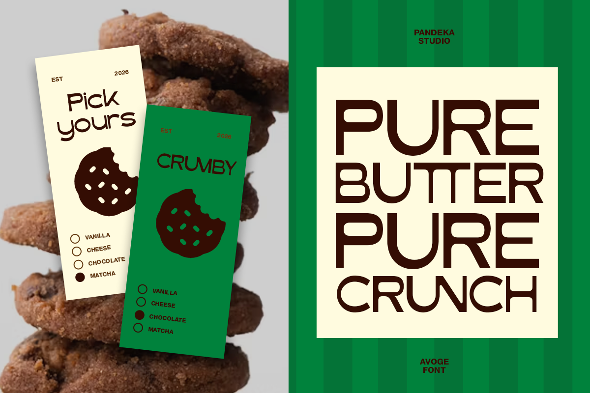 Avoge - Food Display Font, a Sans Serif Font by Pandeka Studio (Photo 5 of 9)