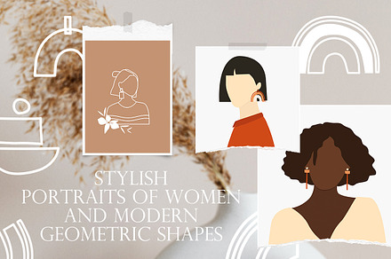 Portraits of women and shapes