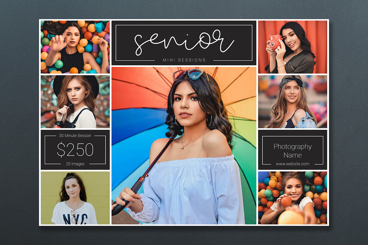 Senior Session Template PSD, a Flyer Template by Two Flamingos Shop