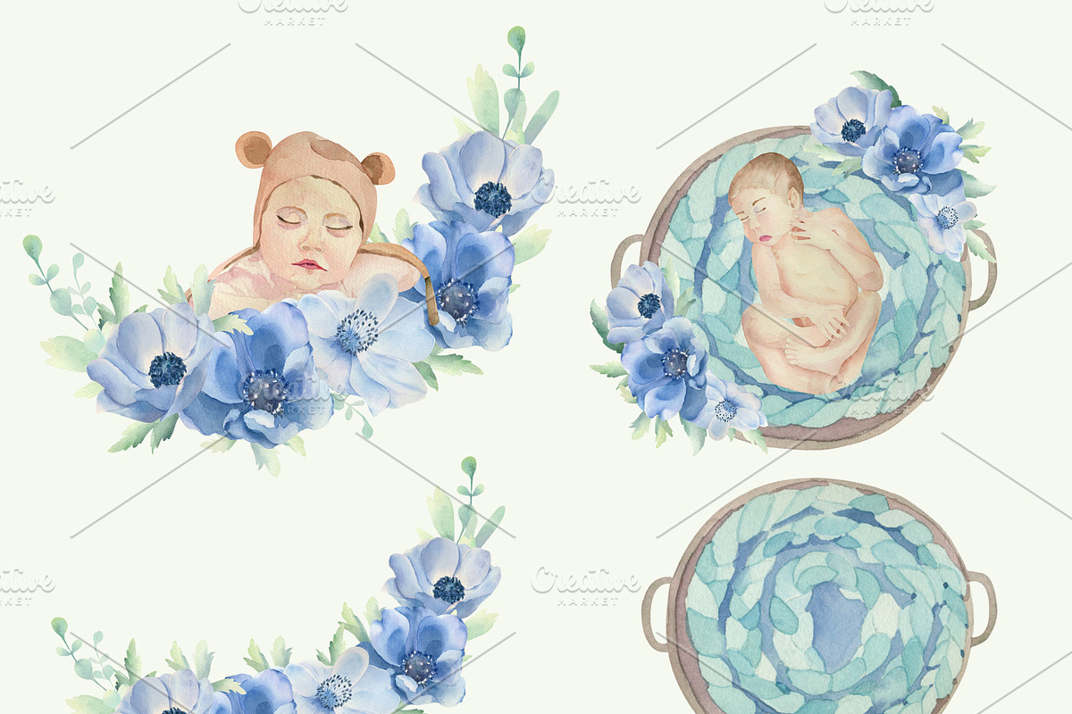 Set of watercolor newborns., a Person Illustration by Watercolor arts (Photo 7 of 10)
