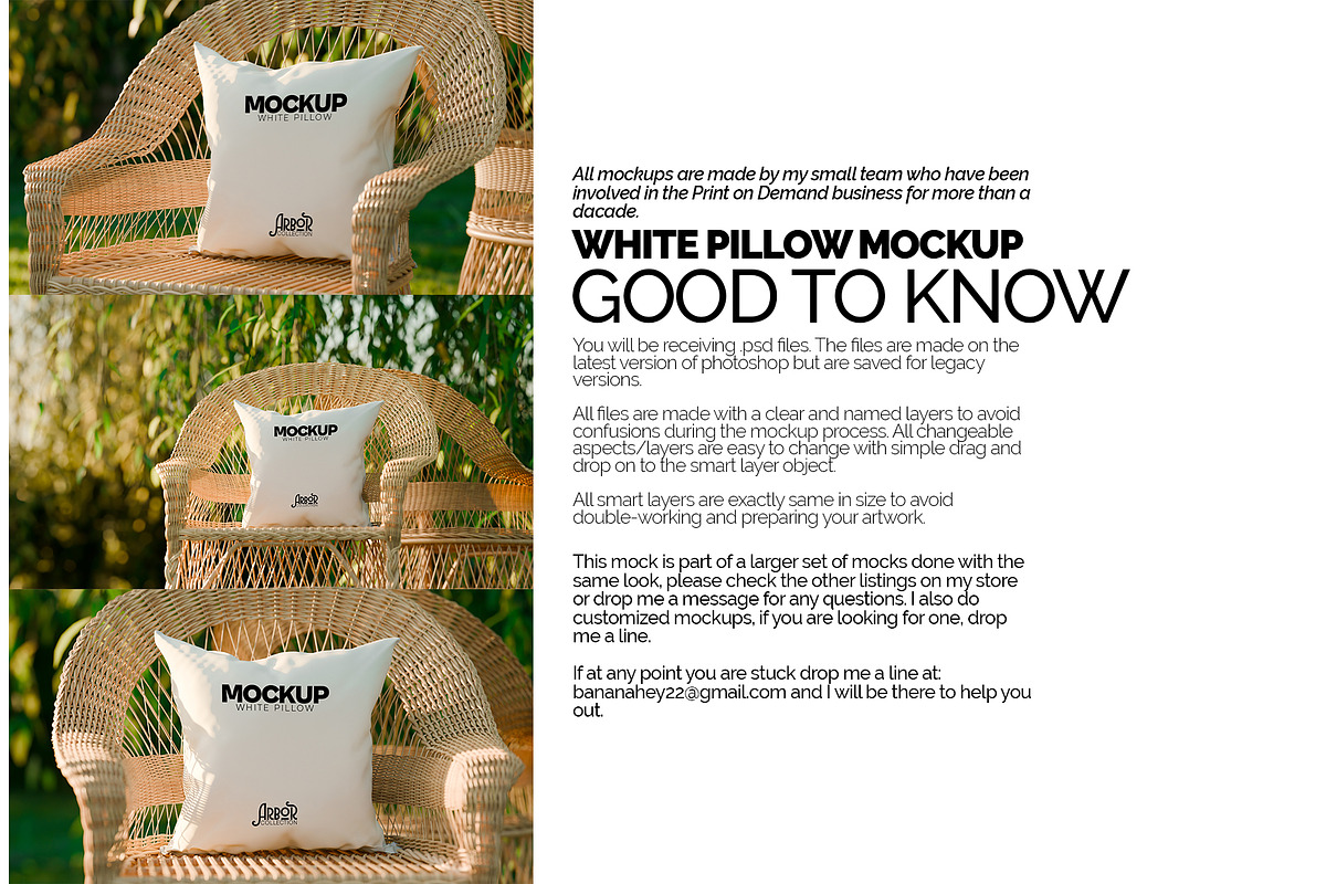 White Pillow Mockup Bundle Arbor, a Household Mockup by Banana Mockups (Photo 5 of 5)