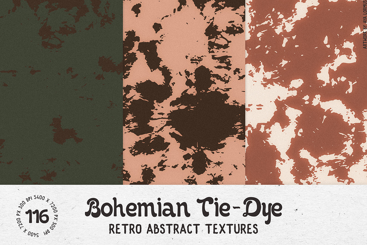 Bohemian TieDye Retro textures, a Texture Graphic by AyaLormus (Photo 12 of 17)