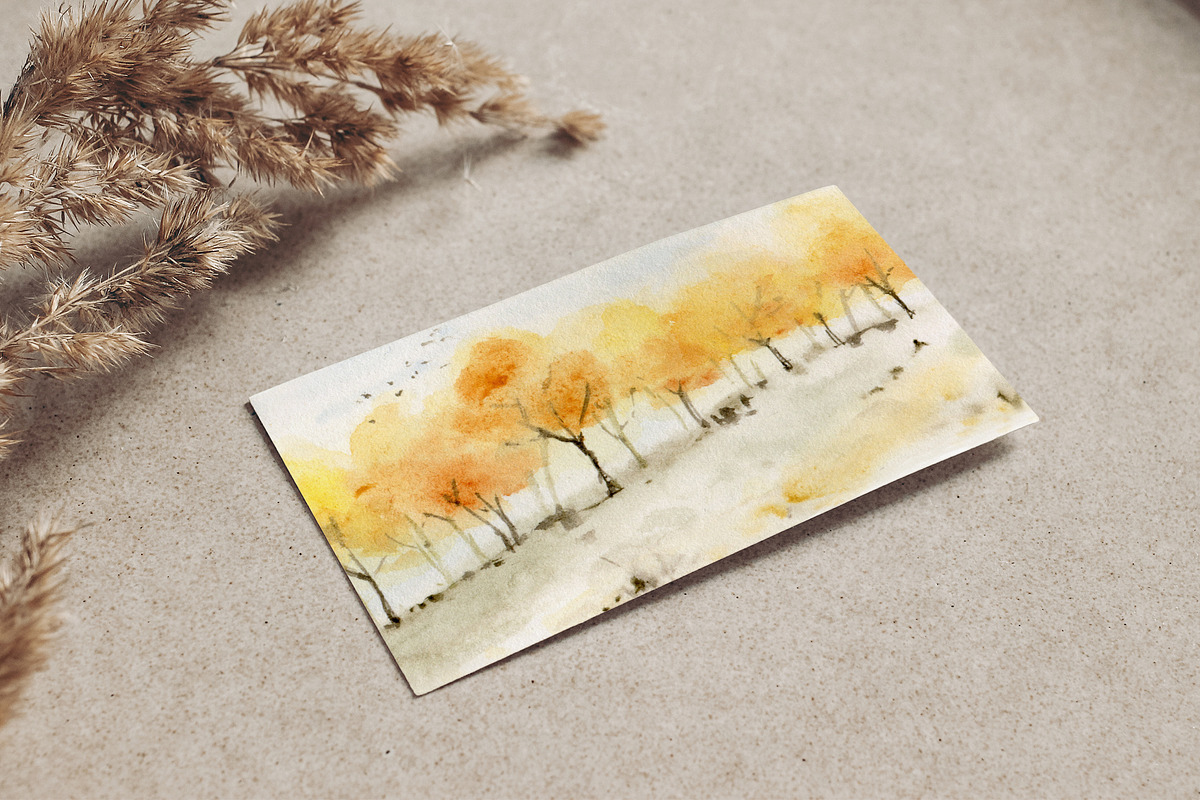 Watercolor fall landscapes & trees., an Illustration by Elena Medvedeva (Photo 8 of 8)