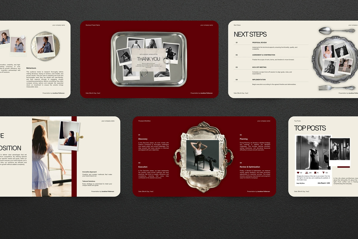 Burgundy Business Strategy Deck, a Presentation Template by Pani Temp. (Photo 7 of 13)