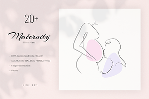Maternity 20+ Line Art Illustrations