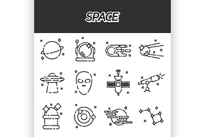 Space Flat Icons Set