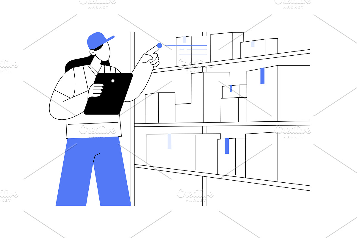 Inventory tracking isolated cartoon, a Technology Illustration by Visual Generation