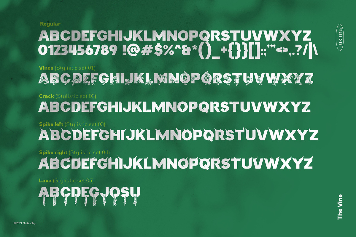 THE VINE DISPLAY FONT, a Sans Serif Font by Luxima (Photo 4 of 7)