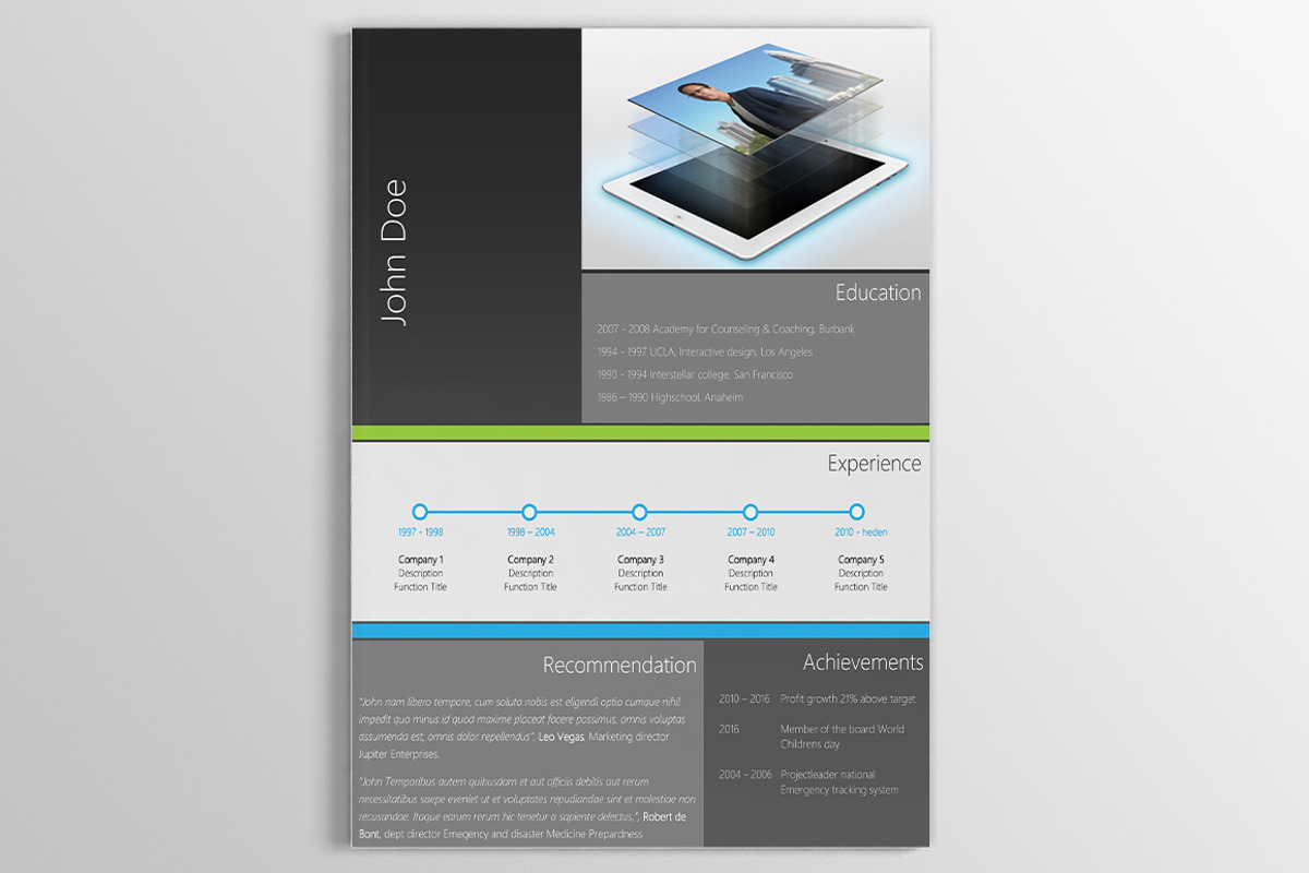 Unique Resume / Curriculum Vitae(CV), a Resume Template by DutchDigitalDesign (Photo 3 of 4)