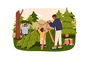 Families with kids in forest nature, a Person Illustration by Good Studio (Thumbnail 2 of 7)