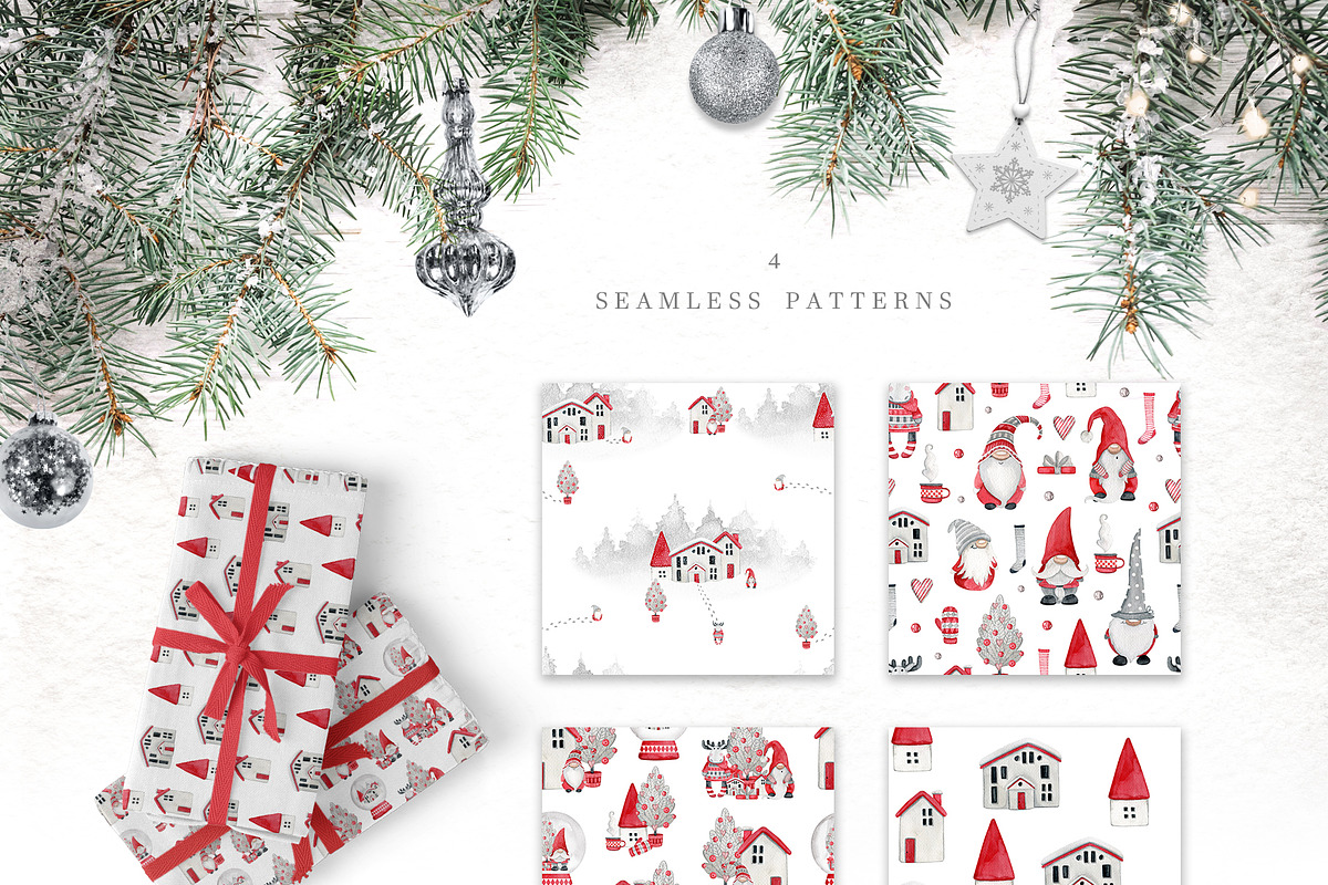 Watercolor Christmas gnomes, an Illustration by JuliaBadeeva (Photo 6 of 7)
