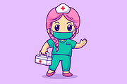 Cute Nurse with Mask With First Aid, a Person Illustration by Catalyst Labs (Thumbnail 2 of 3)