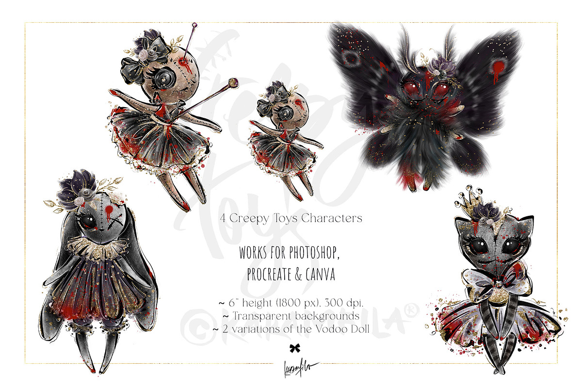Creepy Halloween Voodoo Dolls PNGs, a Seasonal Illustration by KaramfilaS (Photo 2 of 9)