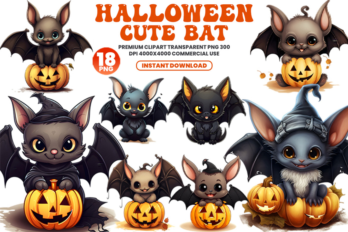 Halloween Bat Sublimation PNG Bundle, a Seasonal Illustration by Creative Arslan (Photo 1 of 9)
