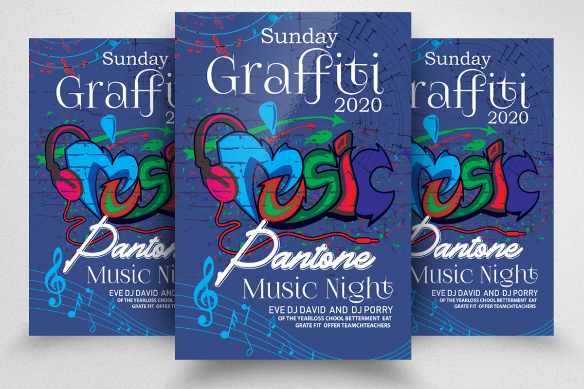 Graffiti Style Music Night Flyer, a Flyer Template by Psd Templates (Photo 1 of 2)