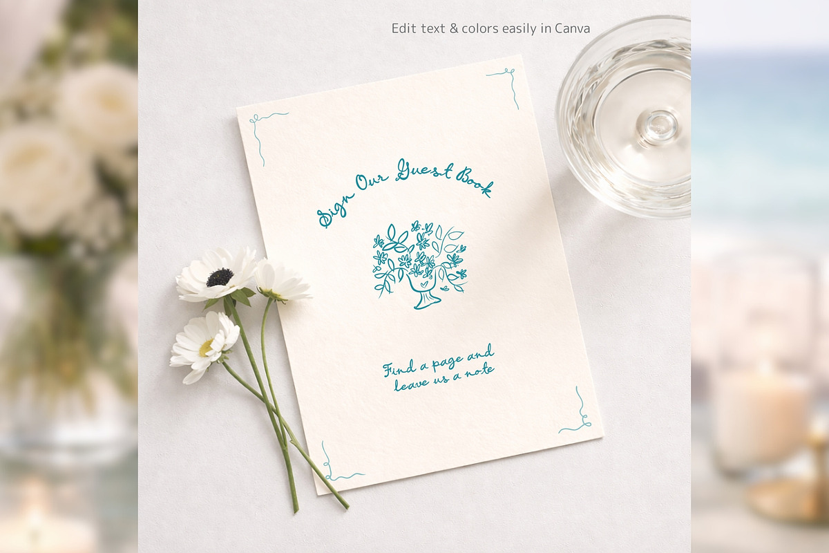 Guest Book Card Canva bd001, a Card Template by TyphoonStudio (Photo 5 of 9)