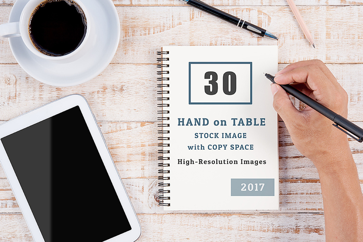 30 Hand on Table Stock Images, a Cups & Container Mockup by FWStudio (Photo 1 of 5)