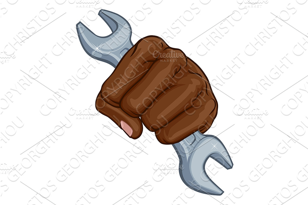 Spanner Wrench Fist Hand Comic Pop, an Illustration by Christos Georghiou