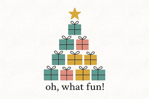 Christmas Gift Tree Oh What Fun PNG, an Illustration by CraftArtStudio