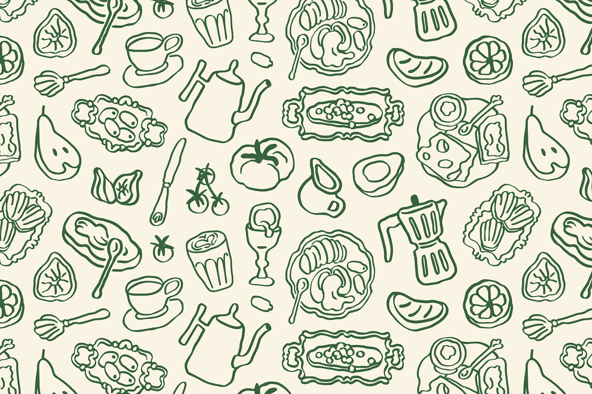 Breakfast food on seamless patterns, a Pattern Graphic by Good Studio (Photo 3 of 11)
