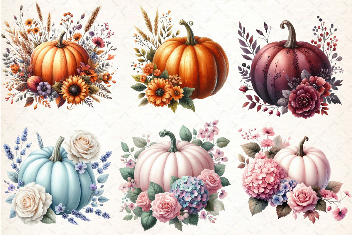 Watercolor Fall Pumpkin Floral, an Illustration by DreamCafeArt (Photo 3 of 5)