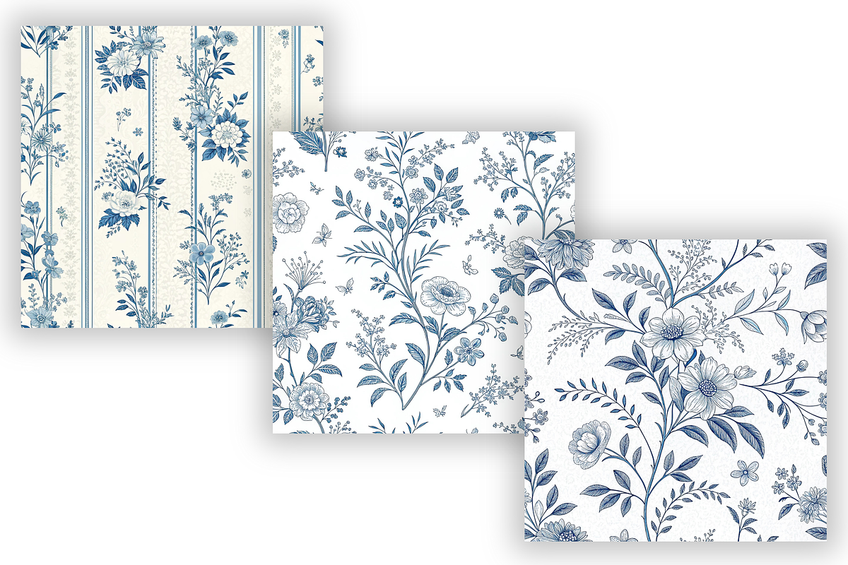 Tiny Blue Toile De Jouy Pattern, a Pattern Graphic by FloridPrintables (Photo 4 of 9)