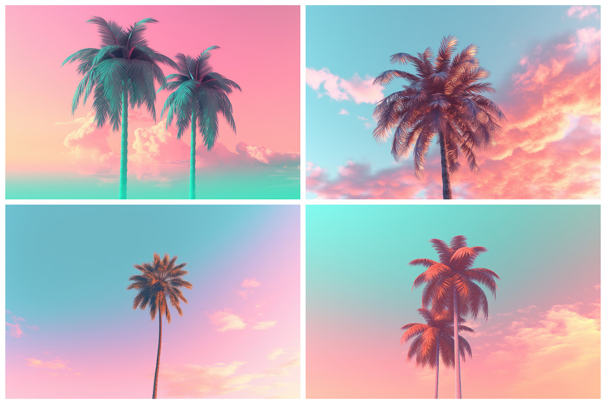 16 Pastel Palm Tree Backgrounds, a Background Graphic by HipFonts