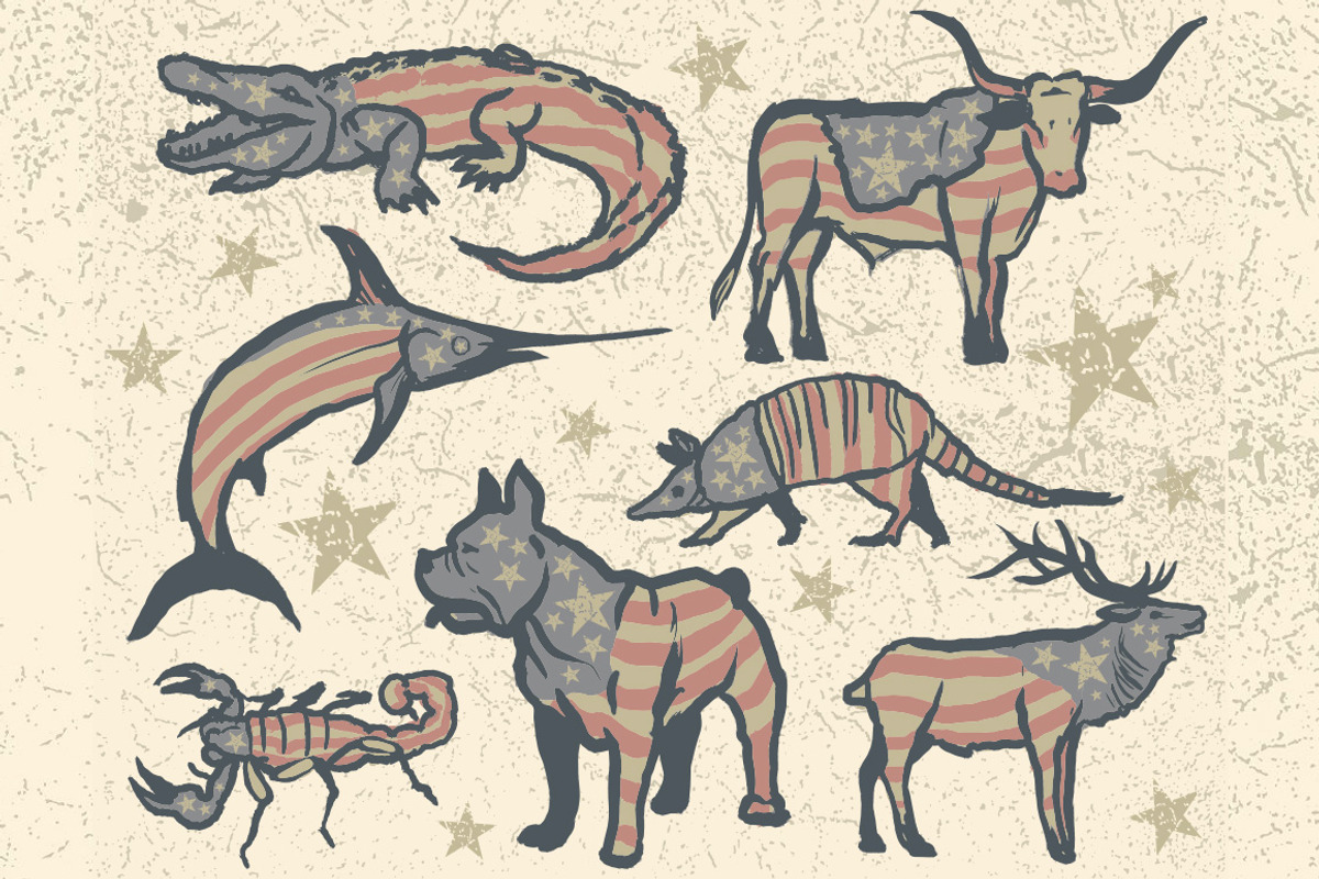 7 Hand Drawn Patriotic Animals Vol 2, an Animal Illustration by Phosphorus Design Co. (Photo 2 of 4)
