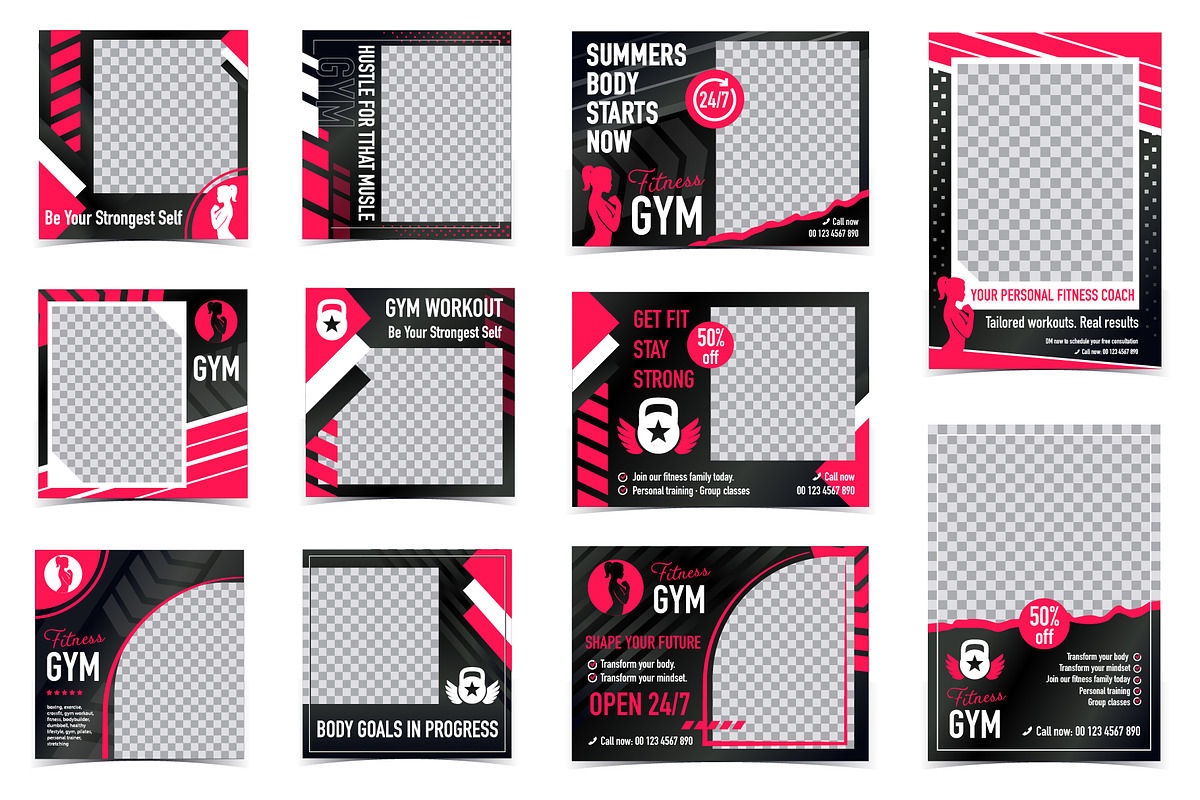 Women’s Gym Branding Template Set, a Marketing Template by Lettering_Logo