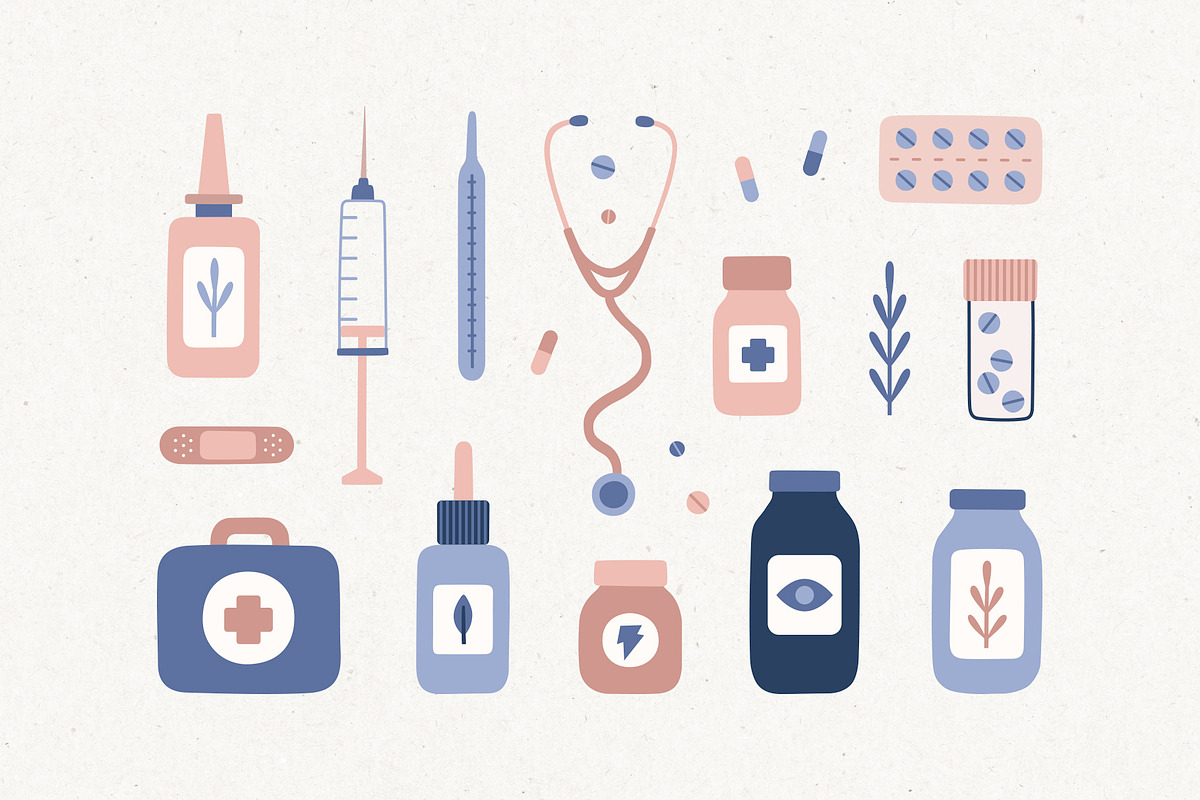 Medicine. Objects and patterns, a Healthcare Illustration by kondratya (Photo 7 of 8)