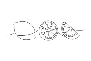 Minimal line drawing of lemons, a Food Illustration by GraphiShop