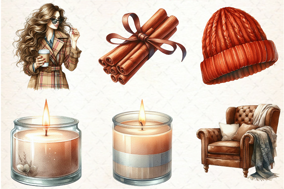 Autumn Clipart Cozy Fall Clipart, an Illustration by Libby Wishes (Photo 4 of 11)
