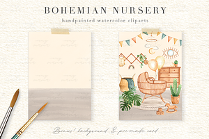 Bohemian Nursery Watercolor Clip Art