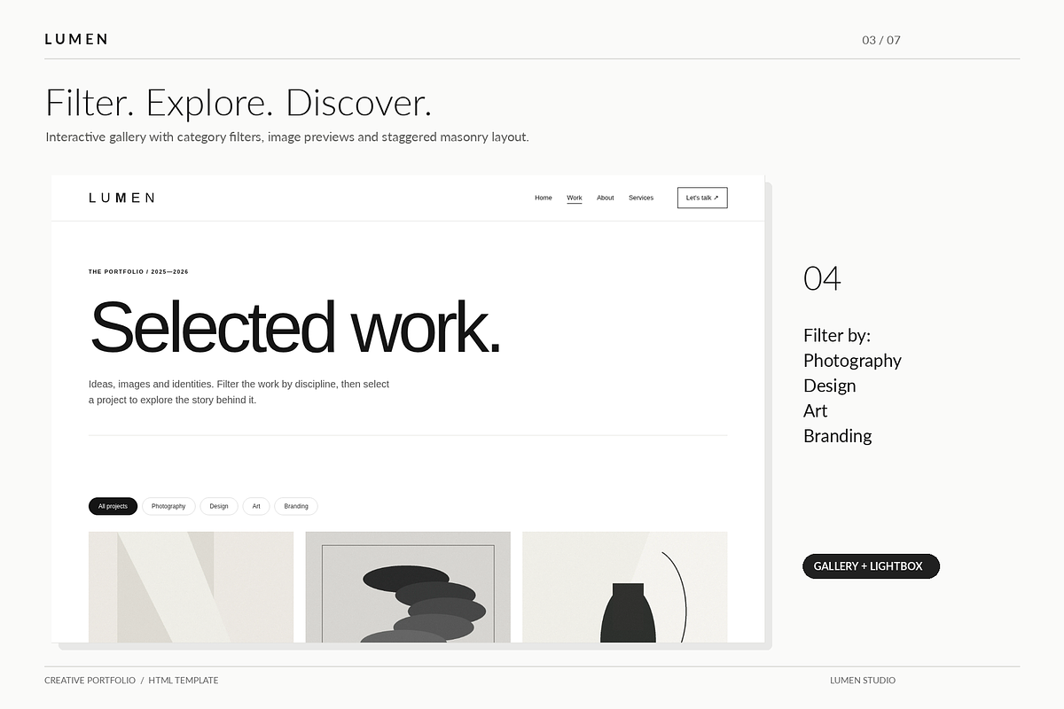 LUMEN - Creative Portfolio HTML, a HTML Template by Darweish Designs (Photo 3 of 7)